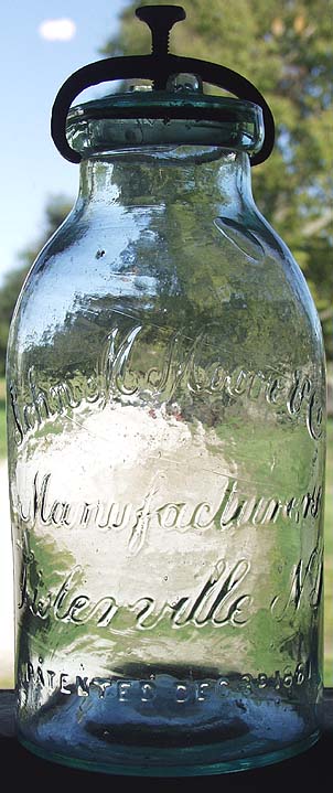 JOHN MOORE FISLERVILLE NJ Aqua HALF GALLON Fruit Jar