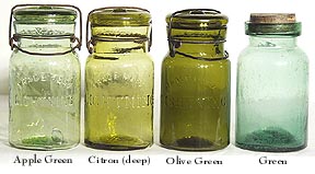 Various Medium Green Pint Size Fruit Jars