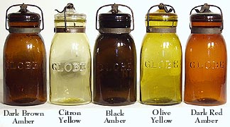 5 Globe Fruit Jars in Shades of Deep Amber